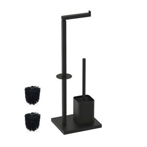 Relaxdays WCSTOJAN Čierny kov s držiakom papiera a WC kefou 2 náhradné hlavice 67, 5 cm vyobraziť