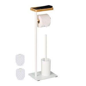 Relaxdays WC-SÚPRAVA Biela Prírodná bambus polica 65 cm vyobraziť