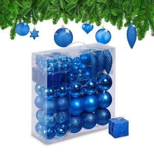 Relaxdays GUĽKY Modrá vianočné 110-dielny-set plast vyobraziť