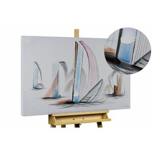 KUNSTLOFT RUČNE MAĽOVANÝ AKRYLOVÝ OBRAZ 100/75 cm, biely/béžový, morský a krajinný motív vyobraziť
