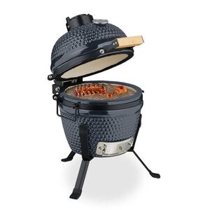 Relaxdays GRIL Sivý kamado keramický teplomer 450 °C 56, 5x43x46 cm vyobraziť