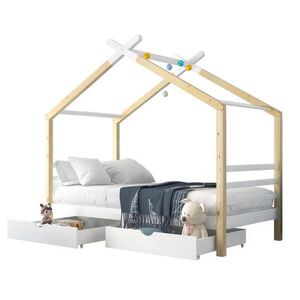 OKWISH DOMČEKOVÁ posteľ 90/200 cm biela so zásuvkami z masívneho borovicového dreva a MDF vyobraziť