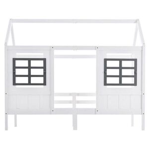 OKWISH DOMČEKOVÁ posteľ 200/90 cm biela s 2 oknami z masívneho dreva a MDF vyobraziť