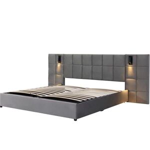 Modfu ČALÚNENÁ posteľ zo ocele 180x200 cm sivá s hydraulickým úložným priestorom, LED lampou a USB portom vyobraziť