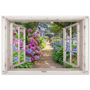 OnlyWow ZÁHRADNÝ PLAGÁT Hortenzie - Priehľadné - Kvety - Leto - Fialová - Cesta 90x60 cm vyobraziť