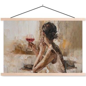 MuchoWow PLAGÁT S MAGNETICKÝMI LIŠTAMI Olejomaľba - Žena - Víno 60x40 cm vyobraziť