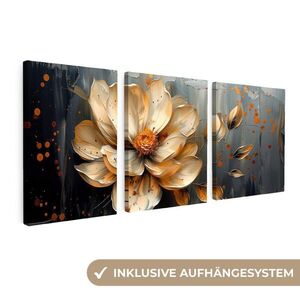 MuchoWow 3-DIELNA sada Kvetina - zlatá - abstraktná - farba 90x40 cm vyobraziť