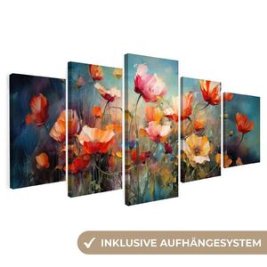 MuchoWow 5-DIELNA sada Kvety - farebné - abstraktné 100x50 cm vyobraziť
