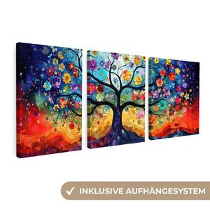 MuchoWow 3-DIELNA sada Farebné - Strom života - Kvety - Abstraktné 90x40 cm vyobraziť