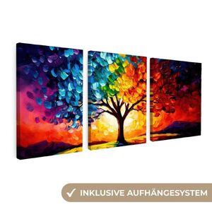 MuchoWow 3-DIELNA sada Strom - farebné - vzhľad farby - abstraktné 90x40 cm vyobraziť