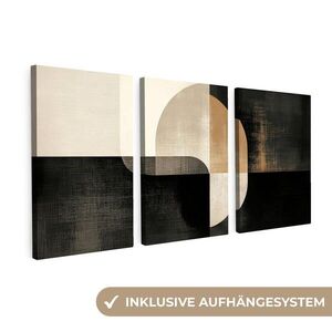 MuchoWow 3-DIELNA sada Tvary - abstraktné - zlaté 120x60 cm vyobraziť