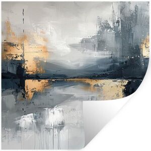 MuchoWow NÁLEPKA NA STENU Umenie - sivé - zlaté - abstraktné 50x50 cm vyobraziť