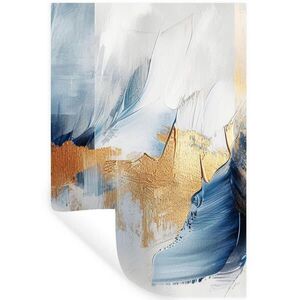 MuchoWow NÁLEPKA NA STENU Zlatá - modrá - akvarel - umenie - moderné 80x120 cm vyobraziť