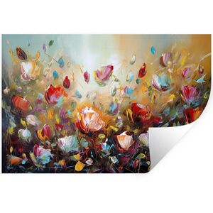 MuchoWow NÁLEPKA NA STENU Kvety - Umenie - Príroda - Olejomaľba 60x40 cm vyobraziť