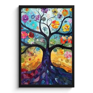 MuchoWow ZARÁMOVANÝ PLAGÁT Umenie - Strom života - Kvety - Hippie 40x60 cm vyobraziť