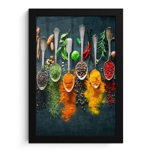 MuchoWow ZARÁMOVANÝ PLAGÁT Bylinky - korenie - lyžičky 20x30 cm vyobraziť