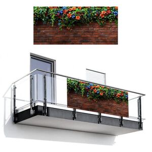 MuchoWow BALKÓNOVÁ ZÁSTENA Kvety - stena - zelená - oranžová 200x90 cm vyobraziť