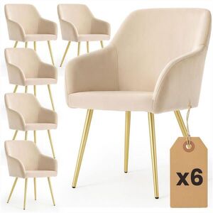 RAUMHIRSCH FURNITURE ČALÚNENÁ STOLIČKA, sada 6 ks, kovové nohy, béžová, zlatá 54, 5/83/58 vyobraziť