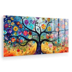 MuchoWow OBRAZ NA AKRYLOVOM SKLE Umenie - Strom života - Kvety - Hippie 120x60 cm vyobraziť