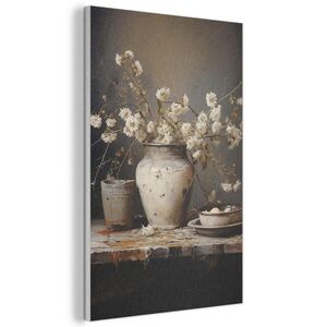 MuchoWow AKUSTICKÝ OBRAZ Zátišie - Kvety - Kytica - Váza - Víno 60x90 cm vyobraziť