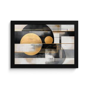 MuchoWow ZARÁMOVANÝ PLAGÁT Abstraktné - Zlato - Striebro - Tvary - Estetické - Moderné 30x20 cm vyobraziť