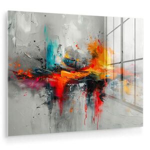 MuchoWow OBRAZ NA AKRYLOVOM SKLE Moderné umenie - Oranžová - Sivá - Abstraktné 80x60 cm vyobraziť
