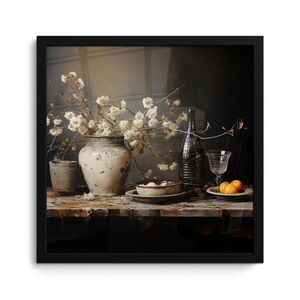 MuchoWow ZARÁMOVANÝ PLAGÁT Zátišie - Kvety - Kytica - Váza - Víno 40x40 cm vyobraziť
