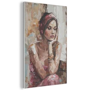 MuchoWow AKUSTICKÝ OBRAZ Žena - vzhľad maľby - portrét - moderný 60x90 cm vyobraziť