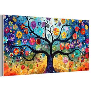 MuchoWow KOVOVÝ OBRAZ Umenie - Strom života - Kvety - Hippie 80x40 cm vyobraziť