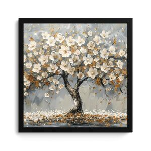 MuchoWow ZARÁMOVANÝ PLAGÁT Strom - Kvety - Biela - Príroda - Umenie 40x40 cm vyobraziť