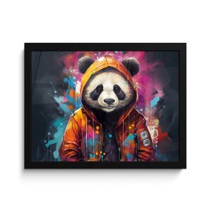 MuchoWow ZARÁMOVANÝ PLAGÁT Panda - Bunda - Graffiti - oranžová 40x30 cm vyobraziť
