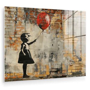 MuchoWow OBRAZ NA AKRYLOVOM SKLE Graffiti - Banksy - Dievča - Street art 80x60 cm vyobraziť