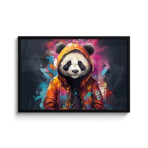 MuchoWow ZARÁMOVANÝ PLAGÁT Panda - Bunda - Graffiti - oranžová 90x60 cm vyobraziť