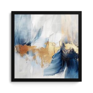 MuchoWow ZARÁMOVANÝ PLAGÁT Zlatá - modrá - akvarel - umenie - moderné 40x40 cm vyobraziť