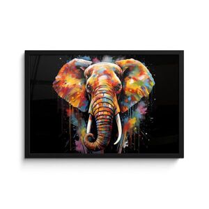 MuchoWow ZARÁMOVANÝ PLAGÁT Slon - Graffiti - Čierna - Zvieratá - Farby 60x40 cm vyobraziť