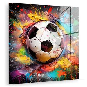 MuchoWow OBRAZ NA AKRYLOVOM SKLE Futbal - Farba - Farby - Čierna - Biela 50x50 cm vyobraziť