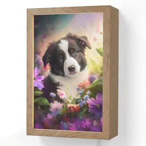 OnlyWow NÁSTENNÉ SVIETIDLO Šteniatko - Slnko - Kvety - Príroda - Border kólia - Pes 20x30 cm vyobraziť