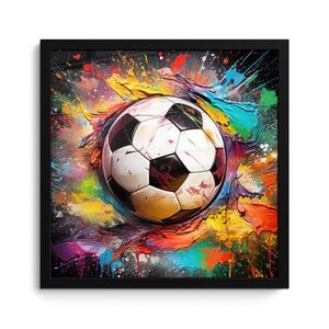 MuchoWow ZARÁMOVANÝ PLAGÁT Futbal - Farba - Farby - Čierna - Biela 40x40 cm vyobraziť