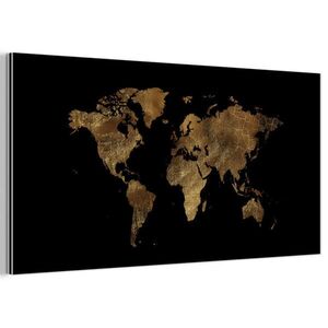 MuchoWow KOVOVÝ OBRAZ Mapa sveta - Zlato - Luxus - Zem - Čierna 80x40 cm vyobraziť
