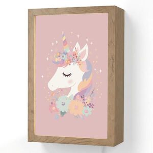 OnlyWow NÁSTENNÉ SVIETIDLO Jednorožec - Ružová - Kvety 20x30 cm vyobraziť