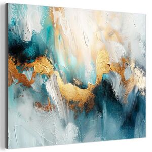 MuchoWow KOVOVÝ OBRAZ Abstraktné - umenie - zlaté - modré 80x60 cm vyobraziť