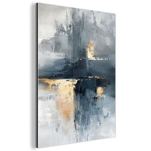 MuchoWow KOVOVÝ OBRAZ Umenie - sivé - zlaté - abstraktné 30x40 cm vyobraziť