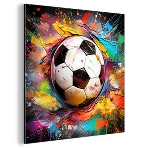 MuchoWow KOVOVÝ OBRAZ Futbal - Farba - Farby - Čierna - Biela 20x20 cm vyobraziť