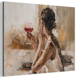 MuchoWow KOVOVÝ OBRAZ Olejomaľba - Žena - Víno 40x30 cm vyobraziť