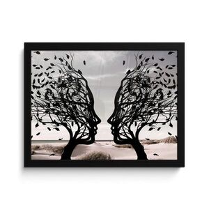 MuchoWow ZARÁMOVANÝ PLAGÁT Pláž - more - ľudia - strom - moderné umenie 40x30 cm vyobraziť