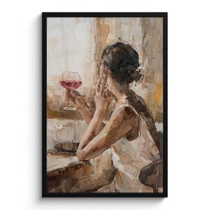 MuchoWow ZARÁMOVANÝ PLAGÁT Olejomaľba - Žena - Víno 60x90 cm vyobraziť