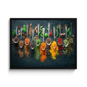 MuchoWow ZARÁMOVANÝ PLAGÁT Bylinky - korenie - lyžičky 80x60 cm vyobraziť