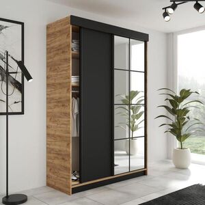 Kier Furniture SKRIŇA S POSUVNÝMI DVERAMI LAMARO - 167x205x59 cm - Dub Craft Gold + Čierna vyobraziť