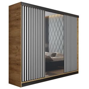 Kier Furniture SKRIŇA S POSUVNÝMI DVERAMI MALANI - Dub Craft Gold + Biela 200x205x59 cm vyobraziť