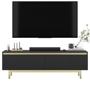 Meble Lindner TV STOLÍK Selene matná čierna 140 cm s kovovým rámom vyobraziť